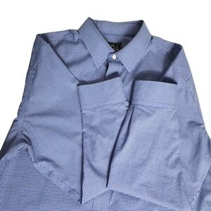 Jos A Bank Traveler Button Down Shirt‎ Mens XL Blue Gingham Tailored Fit Cotton